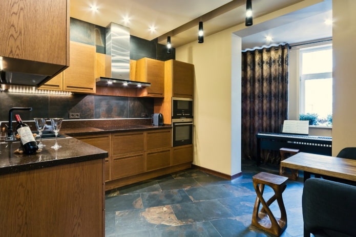 lighting of a kitchen combined with a loggia