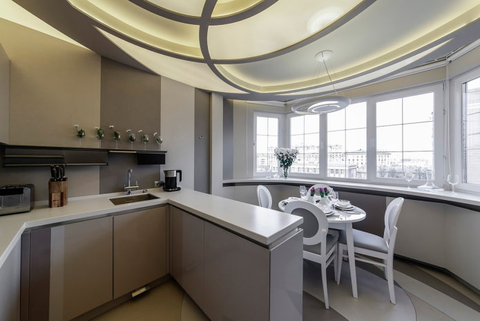 design of a small kitchen combined with a loggia