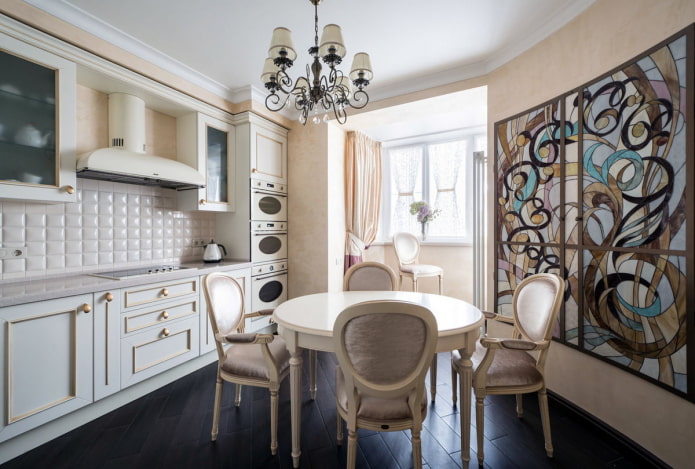 design of a kitchen combined with a loggia