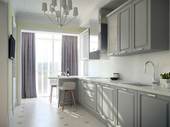 kitchen combined with a balcony