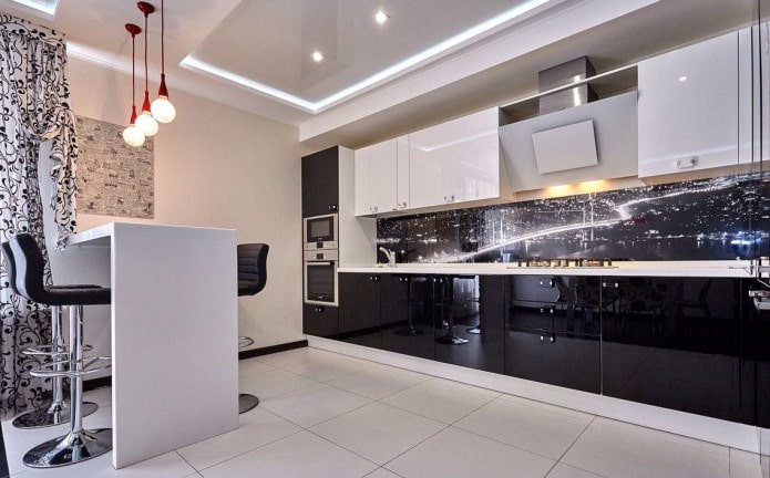 wall-mounted bar counter in the kitchen interior
