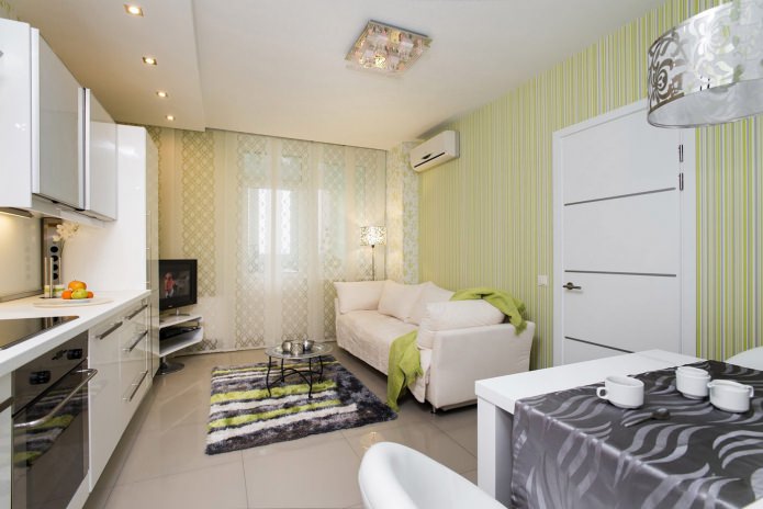 Kitchen Curtains with Green Wallpaper