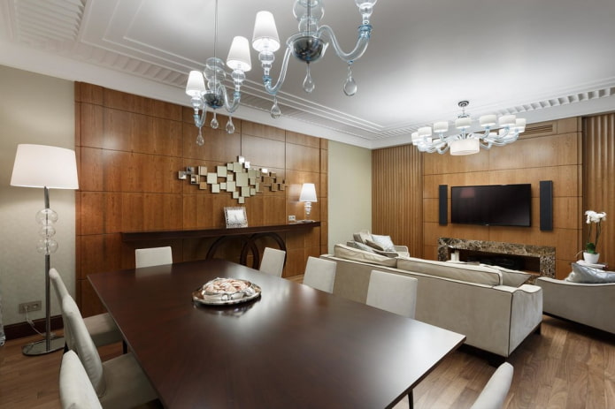 lighting design in the interior of combined rooms