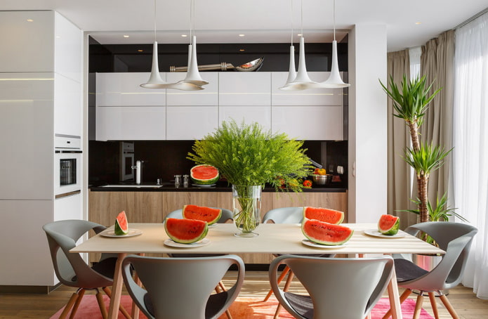 decor in the interior of combined rooms
