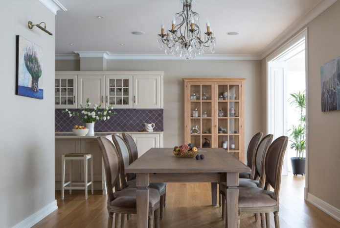 furniture in the interior of combined rooms