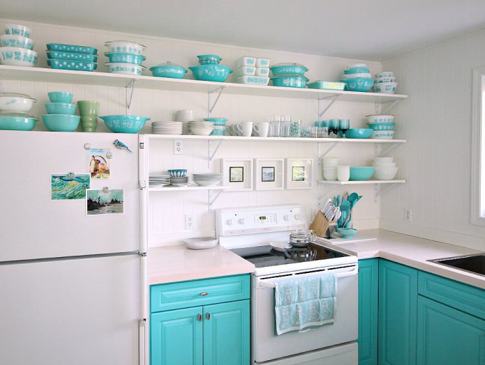 Tiffany color in the kitchen interior