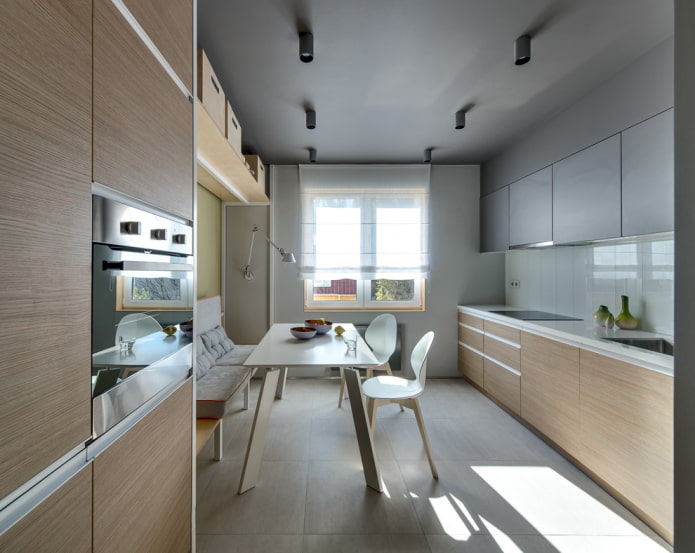 Kitchen 9 sq.m. in two rows