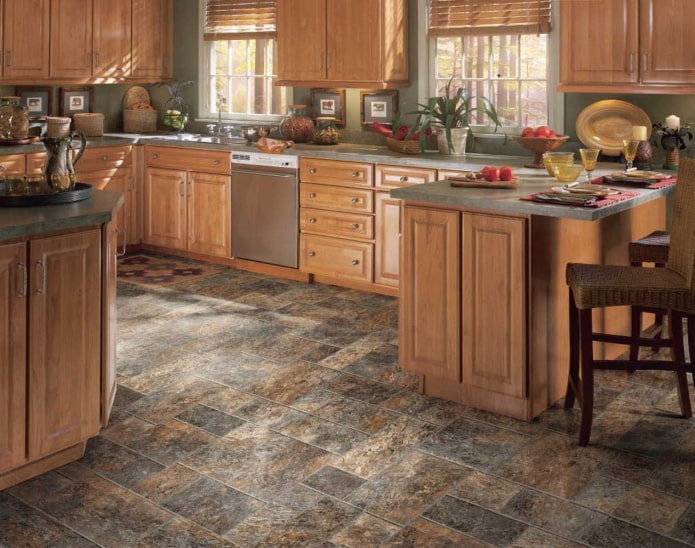 porcelain floor in the kitchen