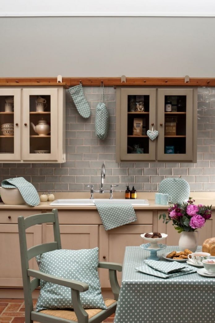 polka dot textile kitchen decor