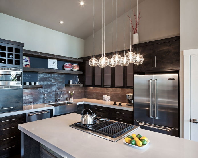 original pendant lamps in the kitchen