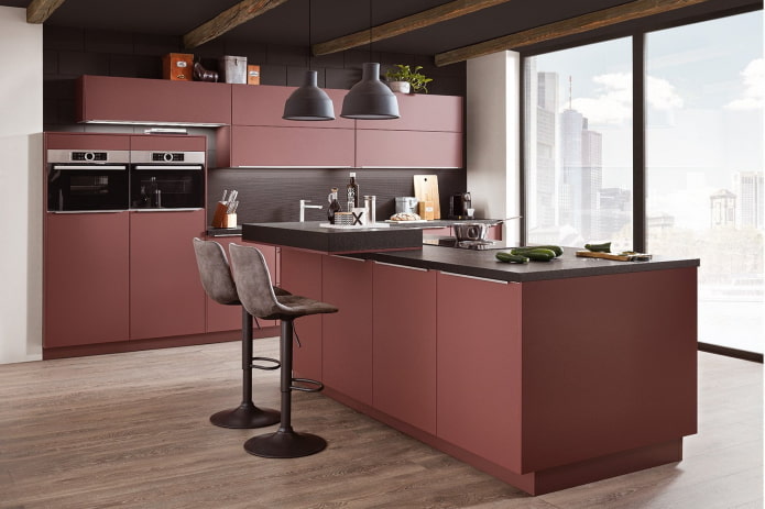 terracotta kitchen in high-tech style
