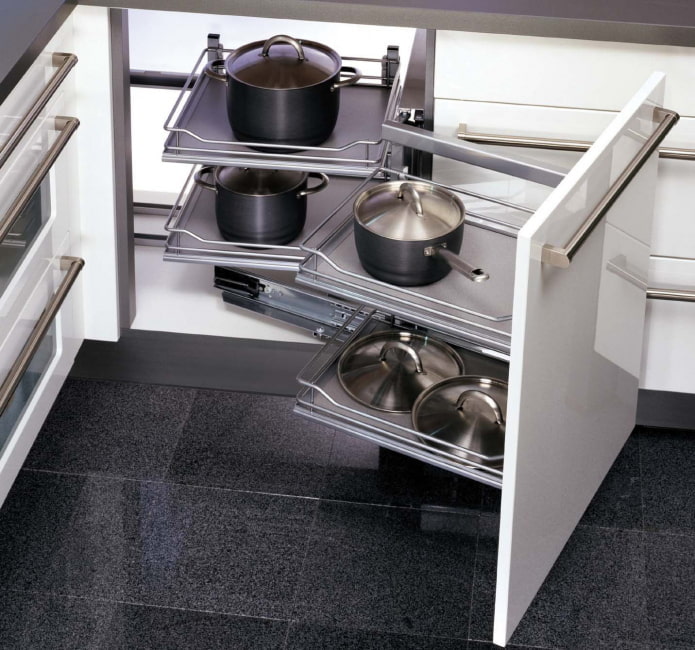 corner storage system in the kitchen