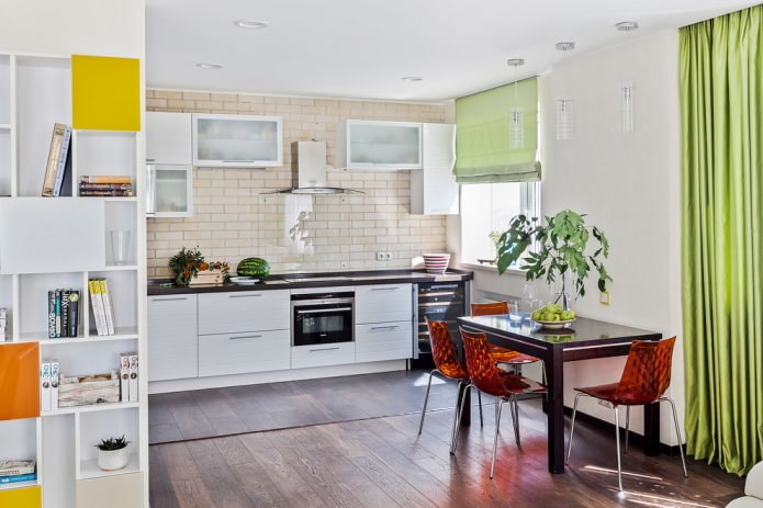 kitchen design in the interior of an apartment of 100 square meters