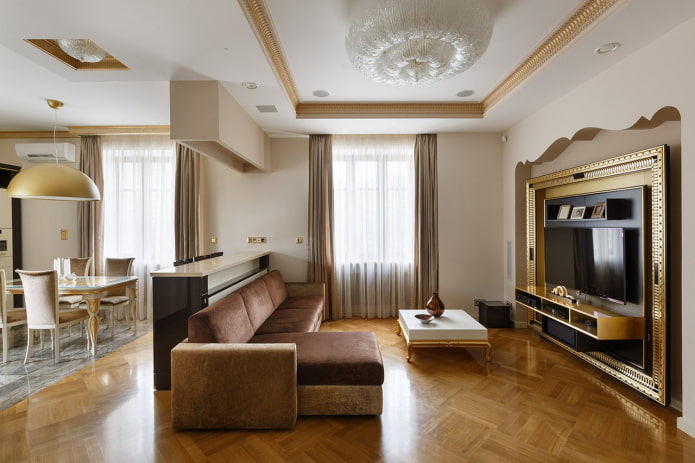 interior of a three-room apartment of 100 square meters