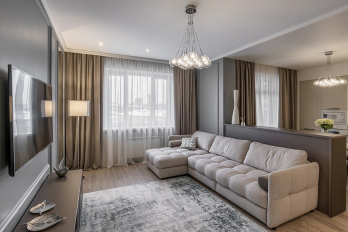 interior of a four-room apartment of 100 square meters