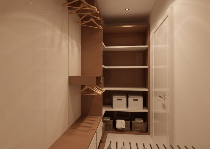 dressing room design in the interior of an apartment of 100 square meters