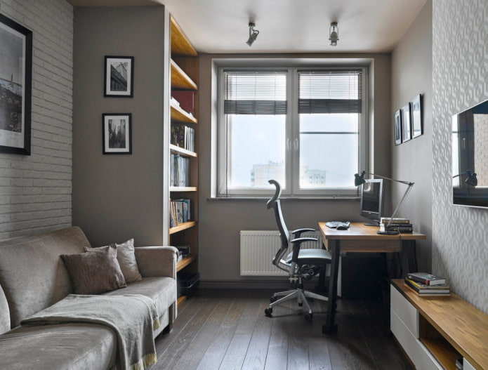office design in the interior of an apartment of 100 square meters