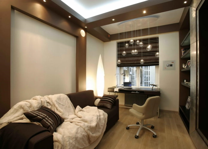office design in the interior of an apartment of 100 square meters
