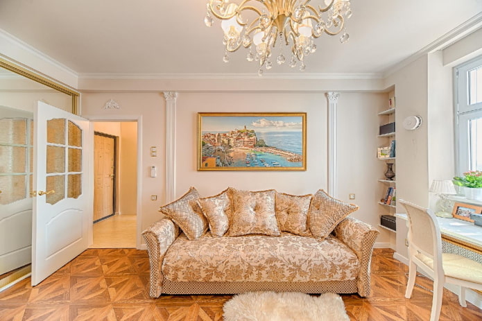 interior of an apartment of 100 square meters in a classic style