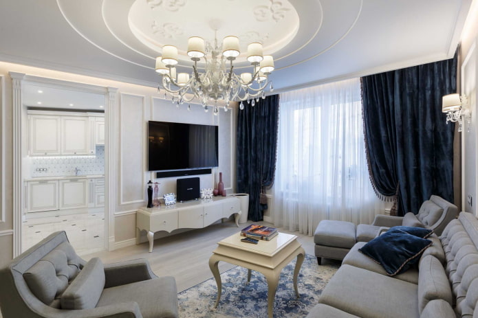 interior of a 100 square meter apartment in neoclassical style