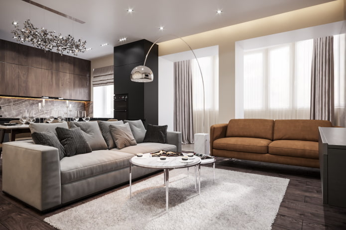 interior of an apartment of 100 square meters in a modern style