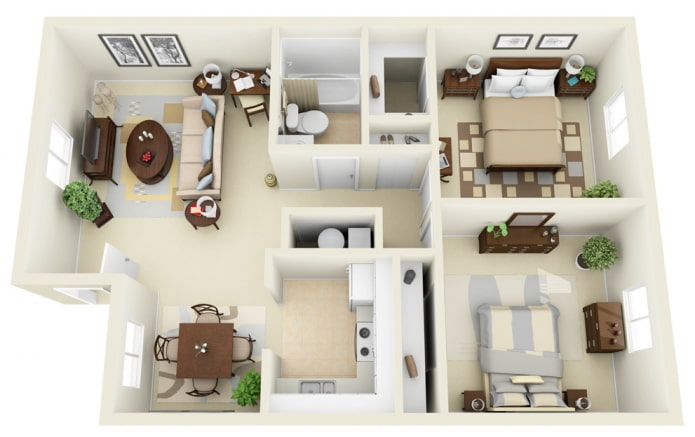 layout of an apartment of 100 square meters