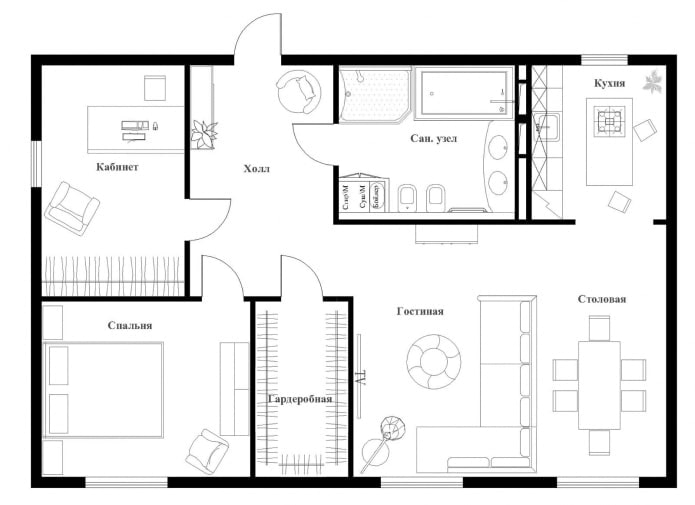 100 square meter apartment layout