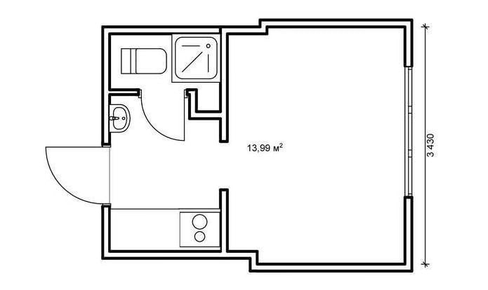 photo of a 14 sq. m. apartment layout