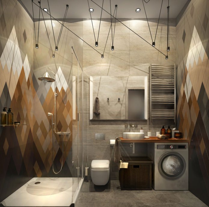 bathroom in the design of a small apartment of 15 sq. m.