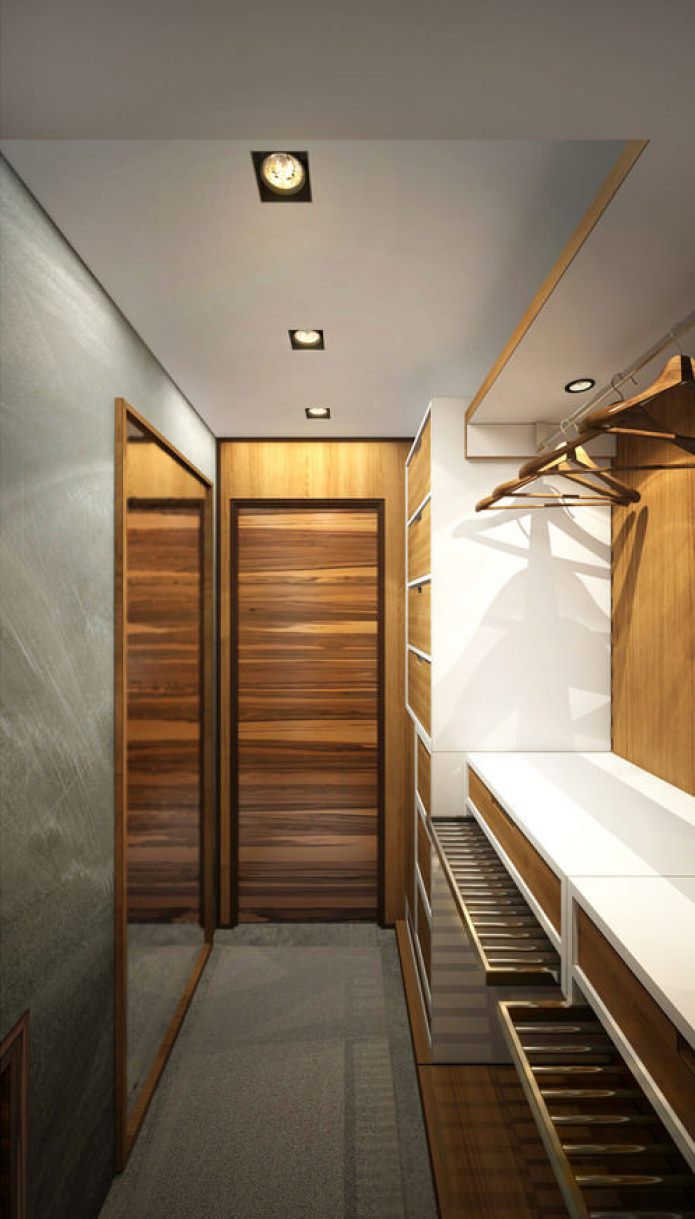 dressing room in the design of a small apartment of 15 sq. m.