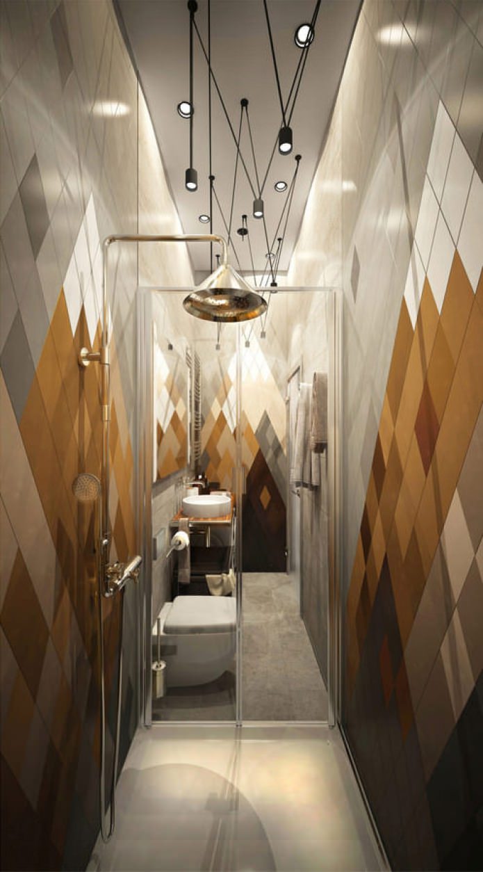 bathroom in the design of a small apartment of 15 sq. m.