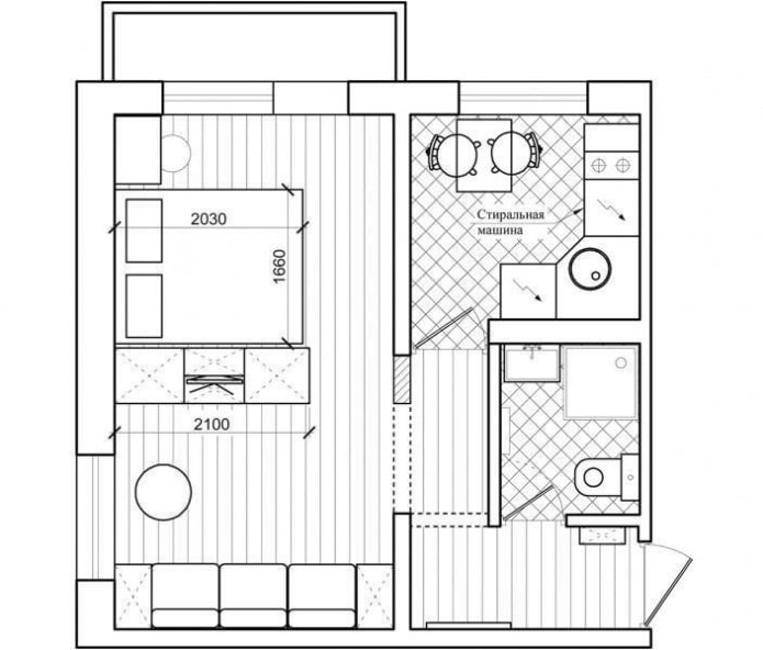 Layout of the apartment 32 sq. m