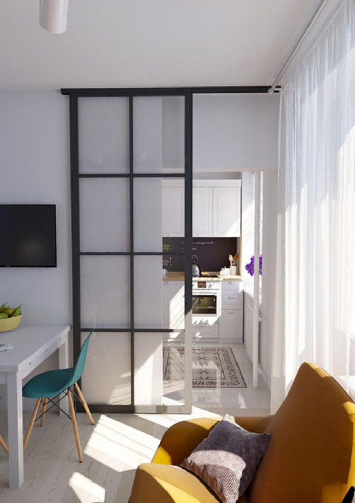Sliding door in the kitchen
