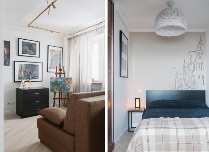 Living room area and bedroom
