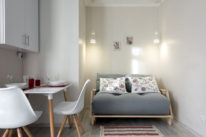kitchen design in an apartment of 35 squares