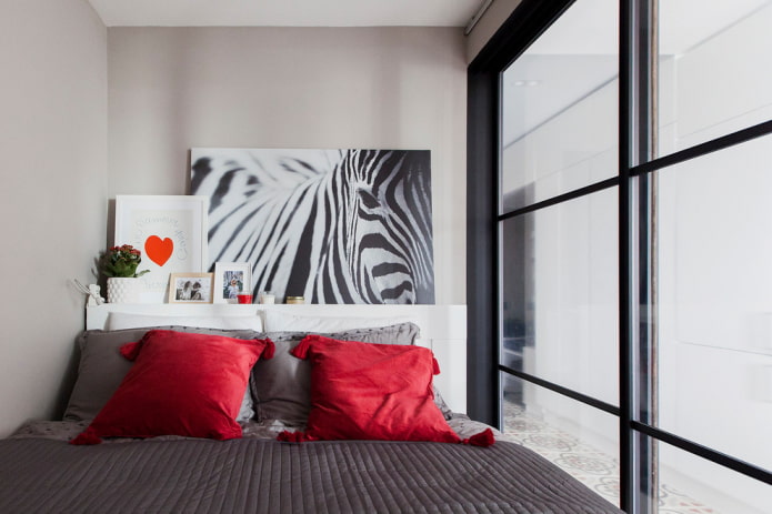 bedroom design in the interior of an apartment of 35 square meters