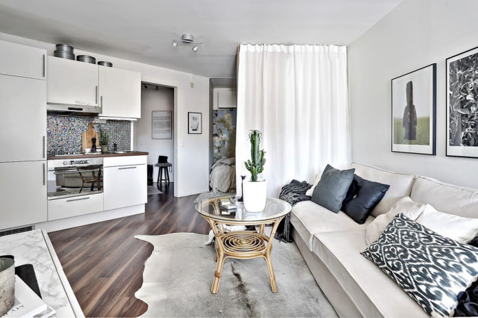 interior of a studio apartment of 35 square meters