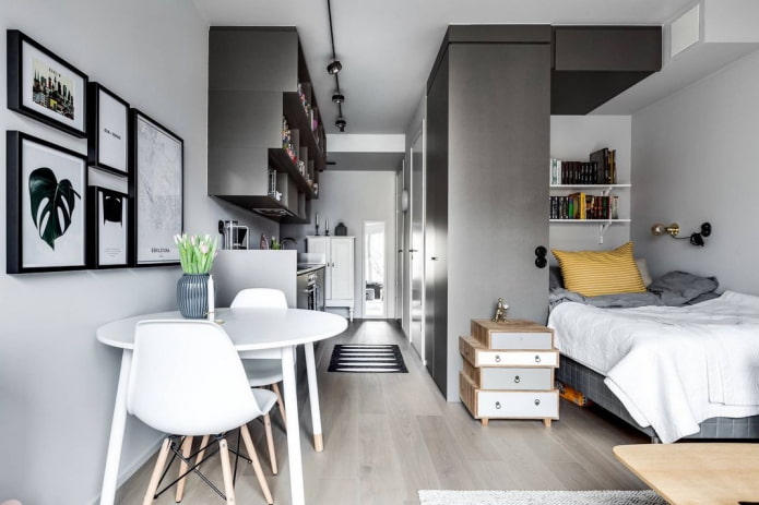 interior of a studio apartment of 35 square meters