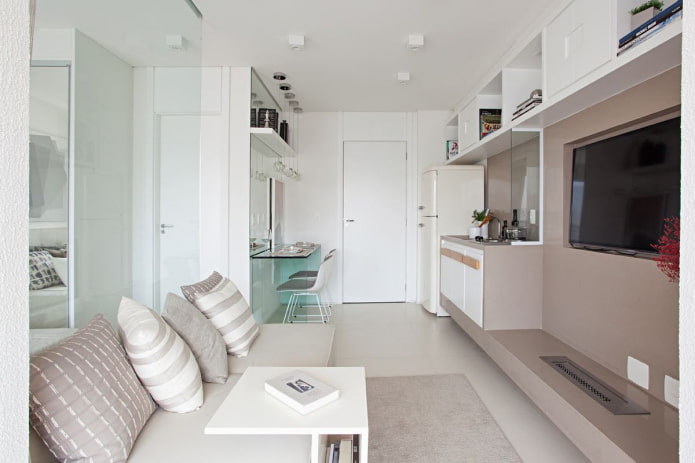 interior of a studio apartment of 35 square meters