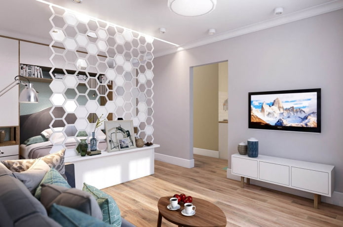 zoning in the interior of an apartment of 35 squares