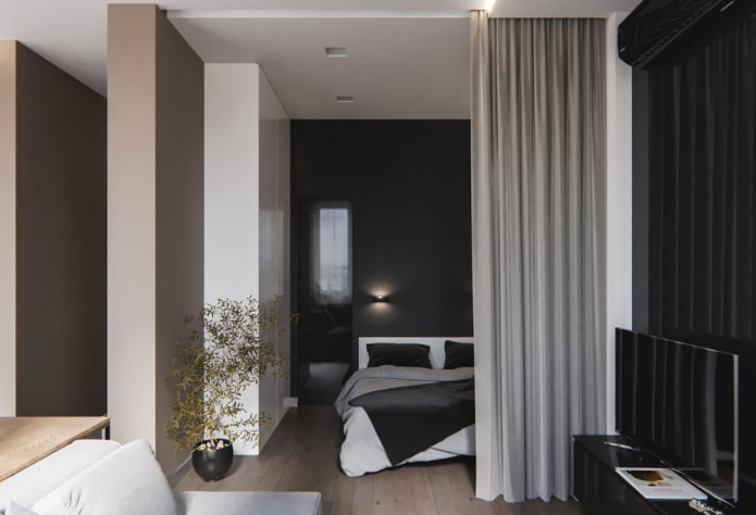 zoning in the interior of an apartment of 35 square meters