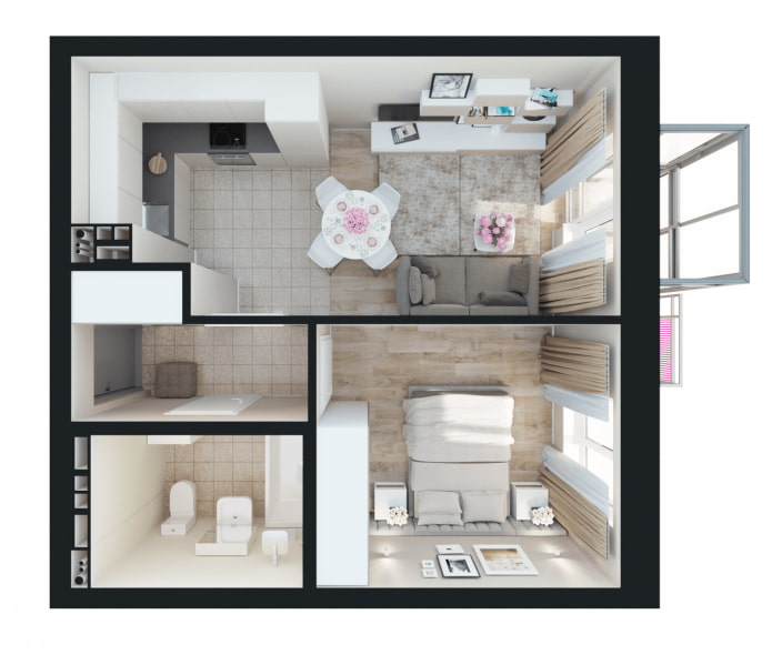 Layout of an apartment of 35 sq. m.