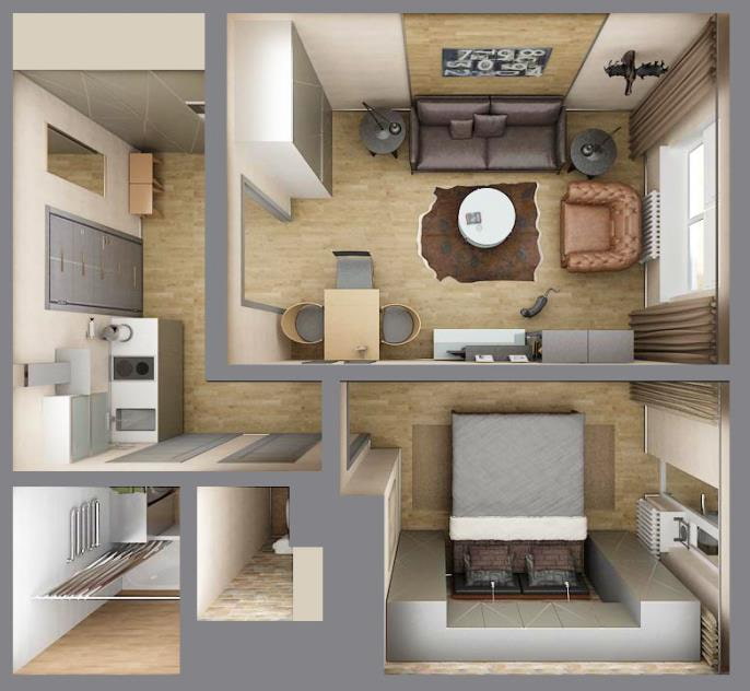 Layout of an apartment 35 sq. m.