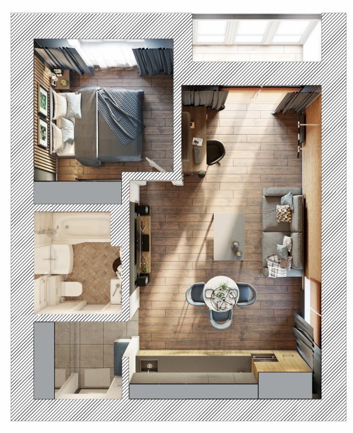 Apartment layout 35 sq. m.