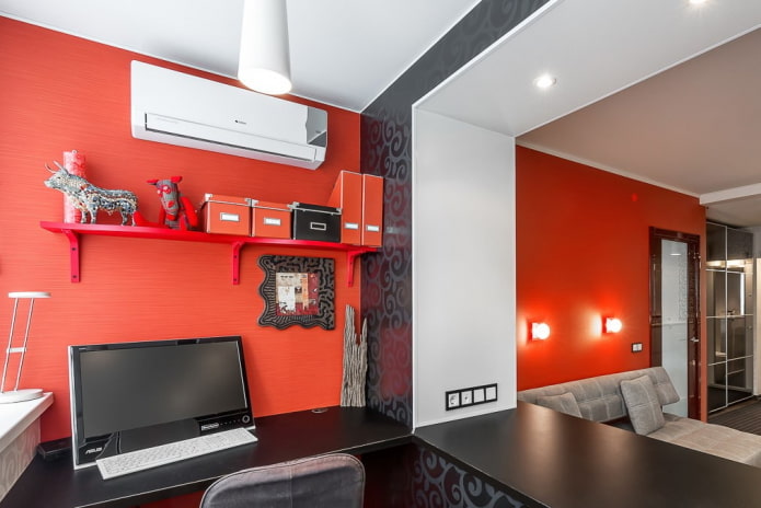 workplace design in an apartment of 36 square meters
