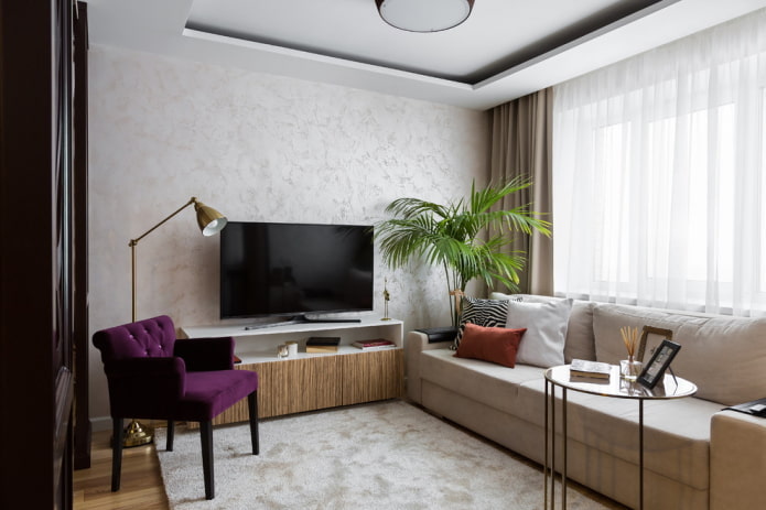 living room interior in an apartment of 36 square meters
