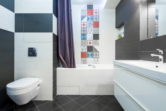 interior of the bathroom in the apartment of 36 square meters