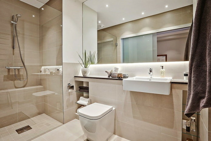 interior of the bathroom in the apartment of 36 square meters