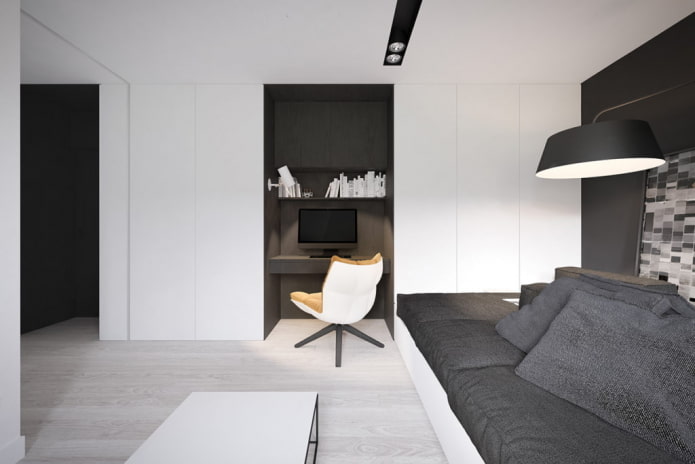 interior of a 36-square-meter apartment in a minimalist style