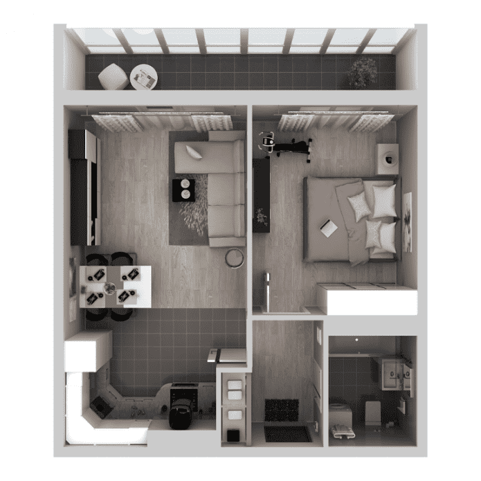 36 square meter apartment layout